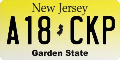 NJ license plate A18CKP