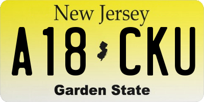 NJ license plate A18CKU