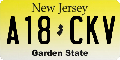 NJ license plate A18CKV