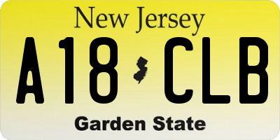 NJ license plate A18CLB