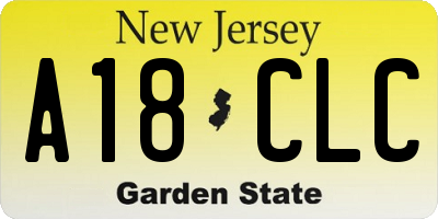 NJ license plate A18CLC