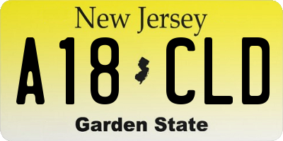 NJ license plate A18CLD