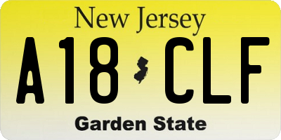 NJ license plate A18CLF