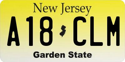 NJ license plate A18CLM