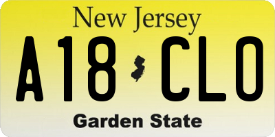 NJ license plate A18CLO