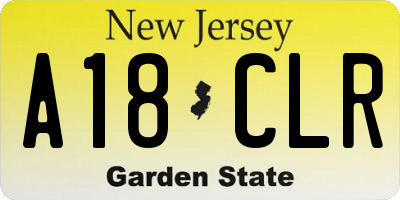 NJ license plate A18CLR