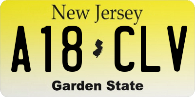 NJ license plate A18CLV
