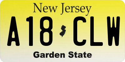 NJ license plate A18CLW