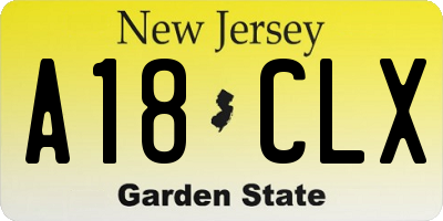 NJ license plate A18CLX