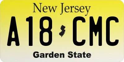 NJ license plate A18CMC