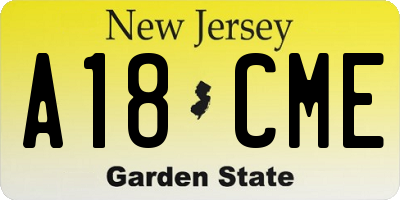NJ license plate A18CME