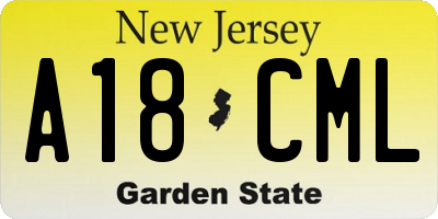 NJ license plate A18CML