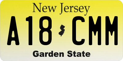 NJ license plate A18CMM