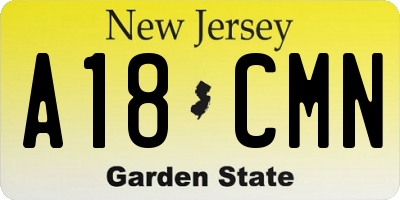 NJ license plate A18CMN