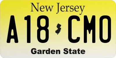 NJ license plate A18CMO