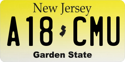 NJ license plate A18CMU