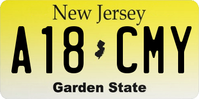 NJ license plate A18CMY