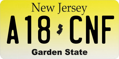 NJ license plate A18CNF