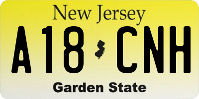 NJ license plate A18CNH