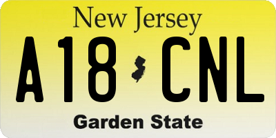 NJ license plate A18CNL