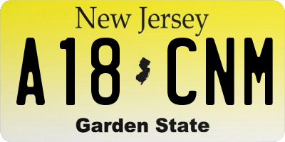 NJ license plate A18CNM