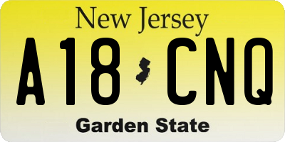 NJ license plate A18CNQ