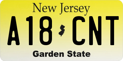 NJ license plate A18CNT