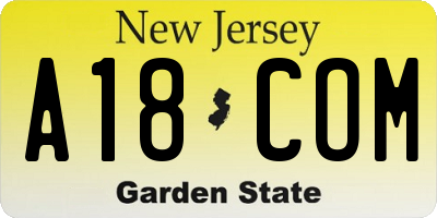 NJ license plate A18COM