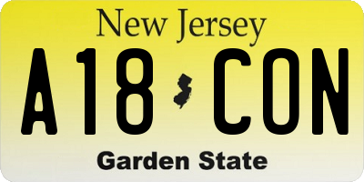NJ license plate A18CON