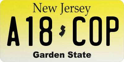 NJ license plate A18COP