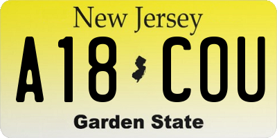 NJ license plate A18COU