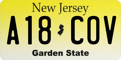 NJ license plate A18COV