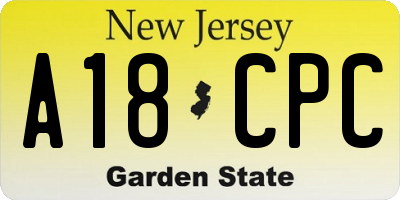 NJ license plate A18CPC