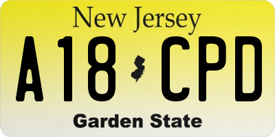 NJ license plate A18CPD