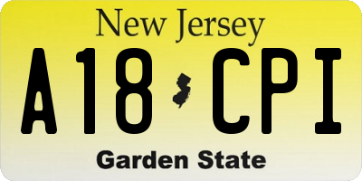 NJ license plate A18CPI
