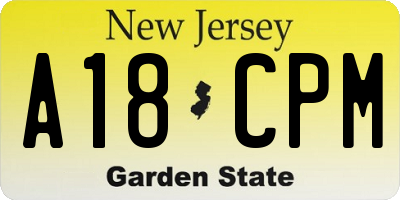NJ license plate A18CPM