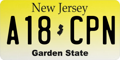 NJ license plate A18CPN