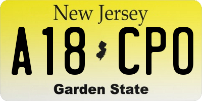 NJ license plate A18CPO