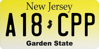 NJ license plate A18CPP