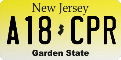 NJ license plate A18CPR