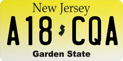 NJ license plate A18CQA