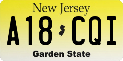 NJ license plate A18CQI