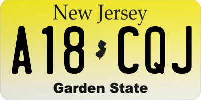 NJ license plate A18CQJ
