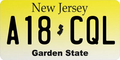 NJ license plate A18CQL