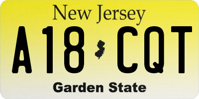 NJ license plate A18CQT