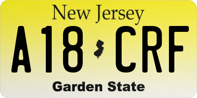 NJ license plate A18CRF