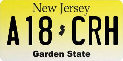 NJ license plate A18CRH