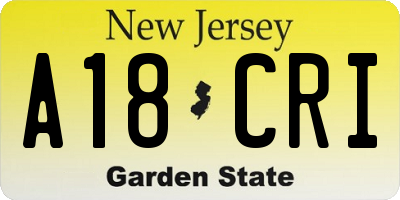 NJ license plate A18CRI