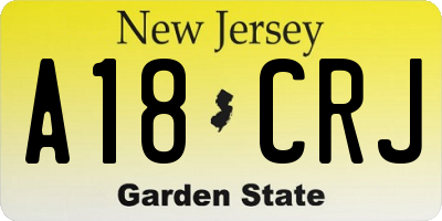 NJ license plate A18CRJ
