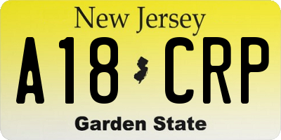 NJ license plate A18CRP